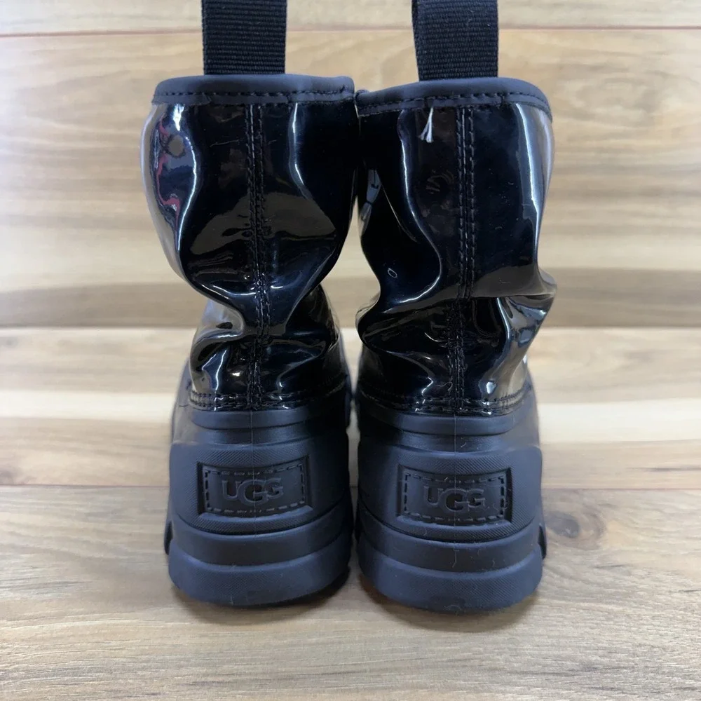 UGG Classic Brellah Mini Black Boots Girls 1 High Gloss Waterproof Chunky